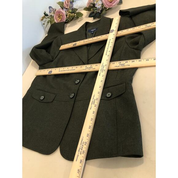 Jones Wear Suit Women Size 16 Gray Lapel Notch Collar Pocket Long Sleeve Preppy - Picture 10 of 10